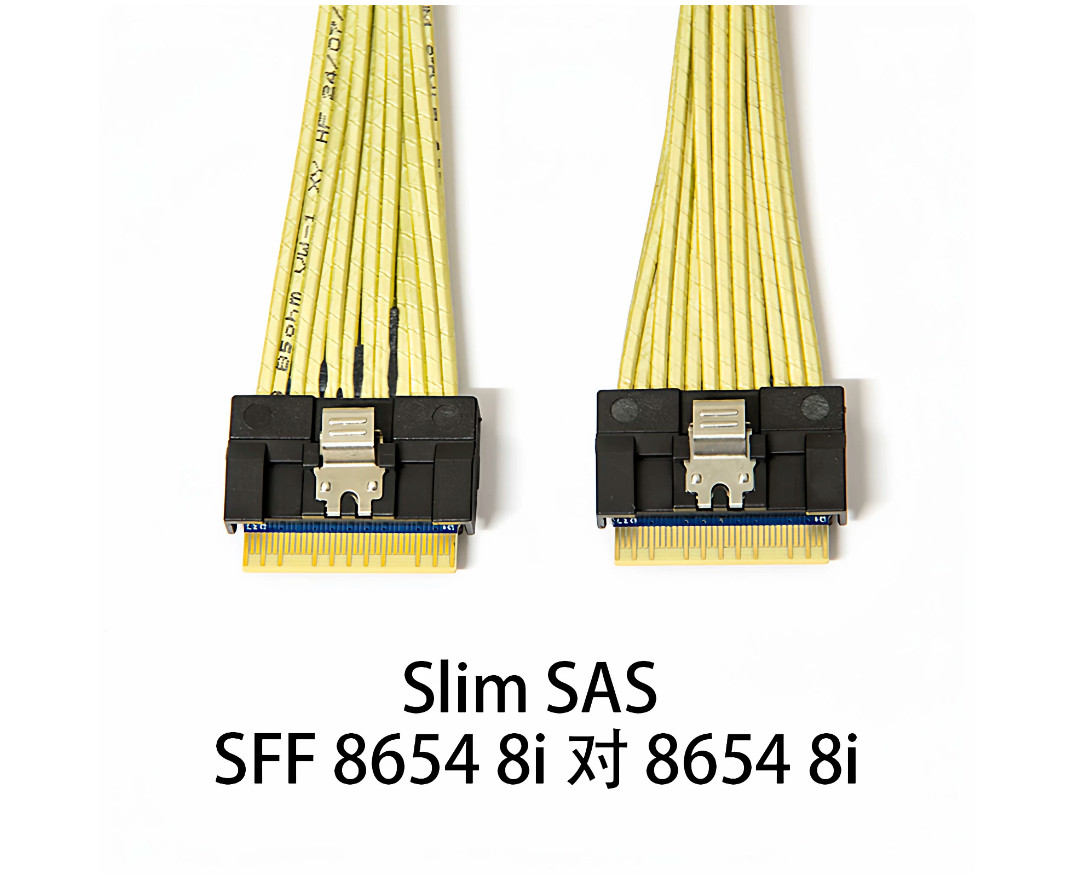2pcs Slim SAS SFF-8654 8i to 8x straight-head U.2 NVME data cable 80CM 2.6ft