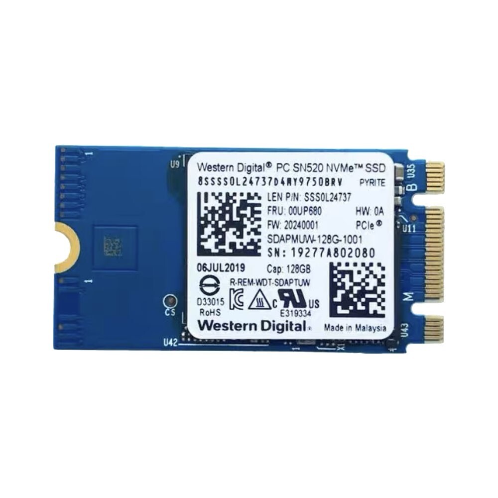 WD PC SN520 NVMe 128GB 256GB 512GB M.2 2242 PCIe3x2 For Lenovo T470 T480 Laptop