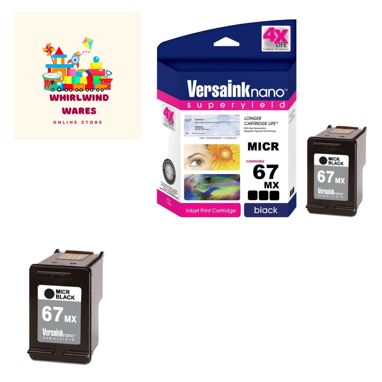 VersaInk-Nano Black MICR Ink Cartridge for Check Printing, MICR Black