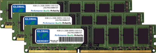 6GB (3 x 2GB) DDR3 1333MHz PC3-10600 240-PIN DIMM MEMORY KIT FOR DESKTOPS/PCs