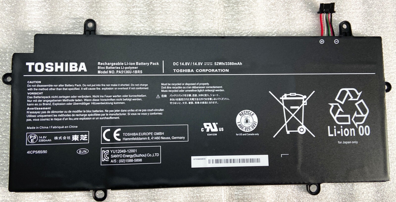 Genuine PA5136U-1BRS Battery ForToshiba Portege Z30 Z30-A Z30-A1301 Z30-B Series