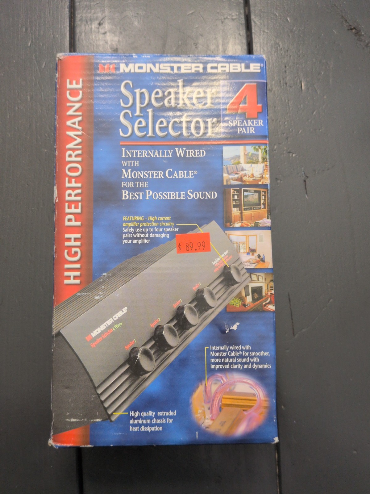 NEW Monster Cable 4-Way Speaker Selector Switch with Amplifier Protection, MSS4