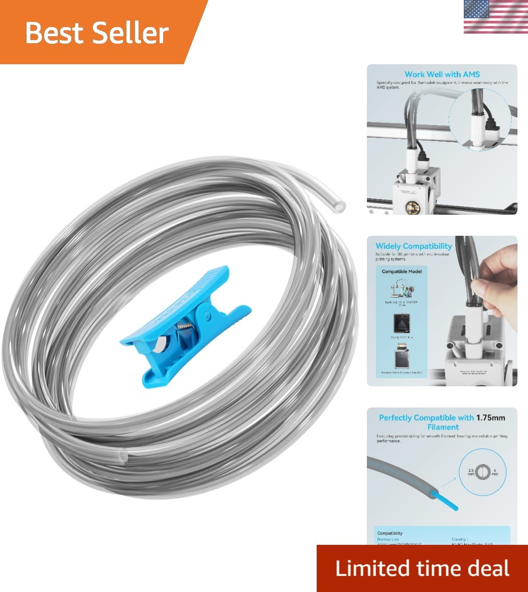 Ultra-Smooth PTFE Tube for 1.75mm filament with Cutter for Extruder,2.5mm IDx...