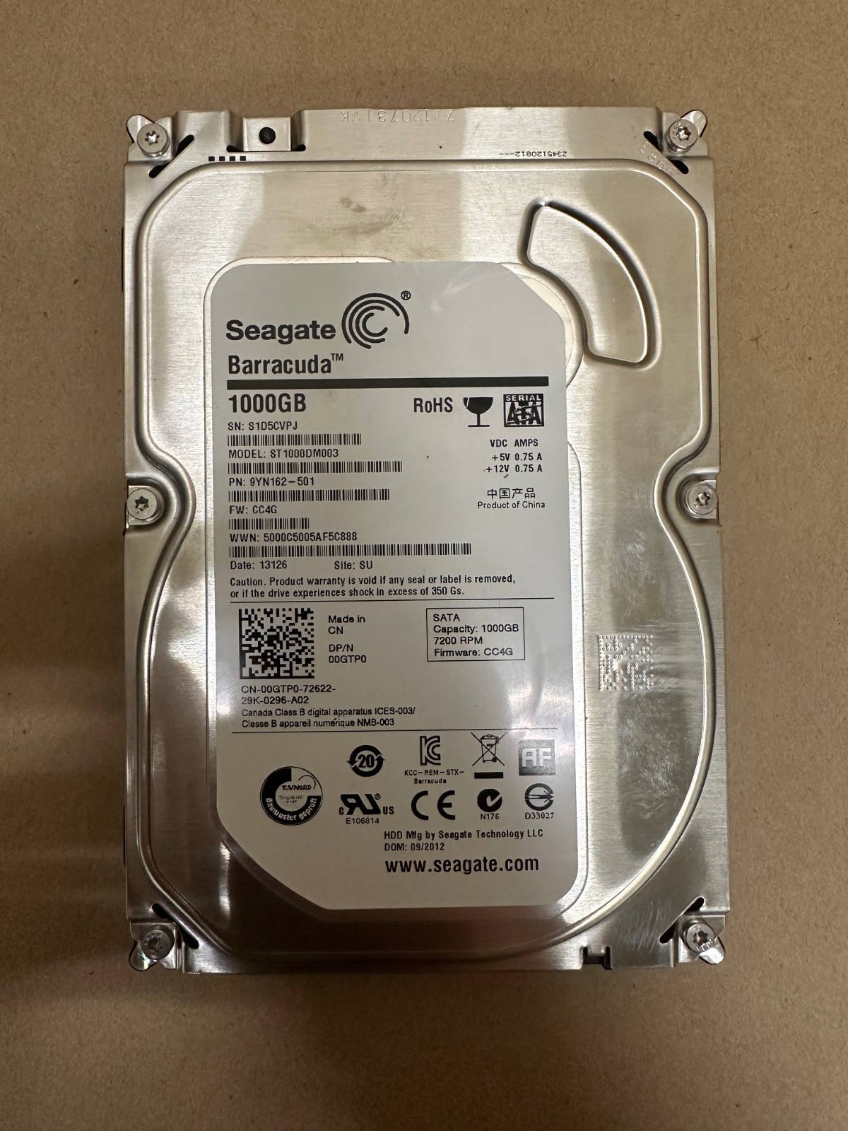 Seagate ST1000DM003 Barracuda 1000GB, 7200RPM Hard Drive