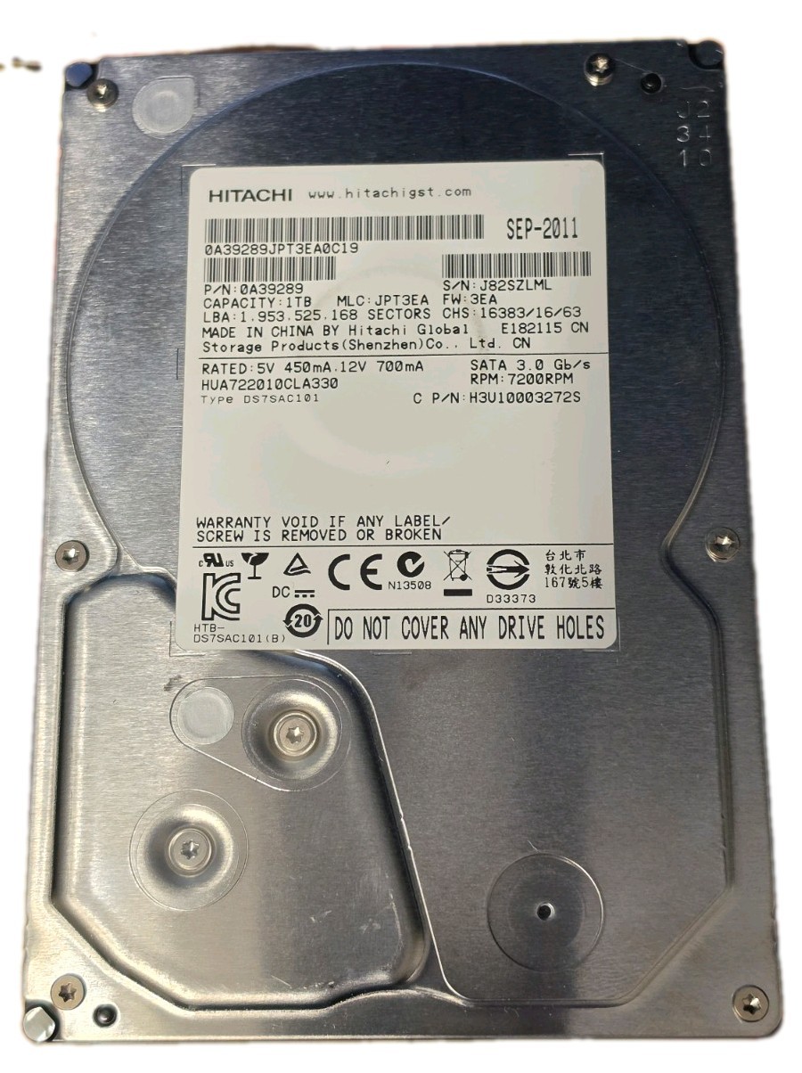 Hitachi HUA722010CLA330 1TB 7200RPM 3.5" SATA HDD Hard Drive Sep 2011 Tested