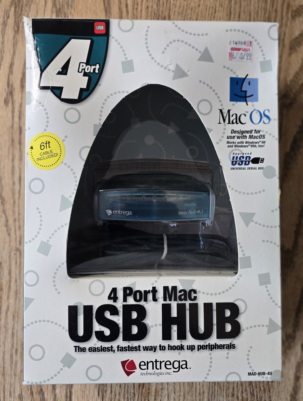 Vintage Entrega 4-Port Mac USB Hub Bondi Blue iMac G3 1999 Open Box MAC-HUB-4U