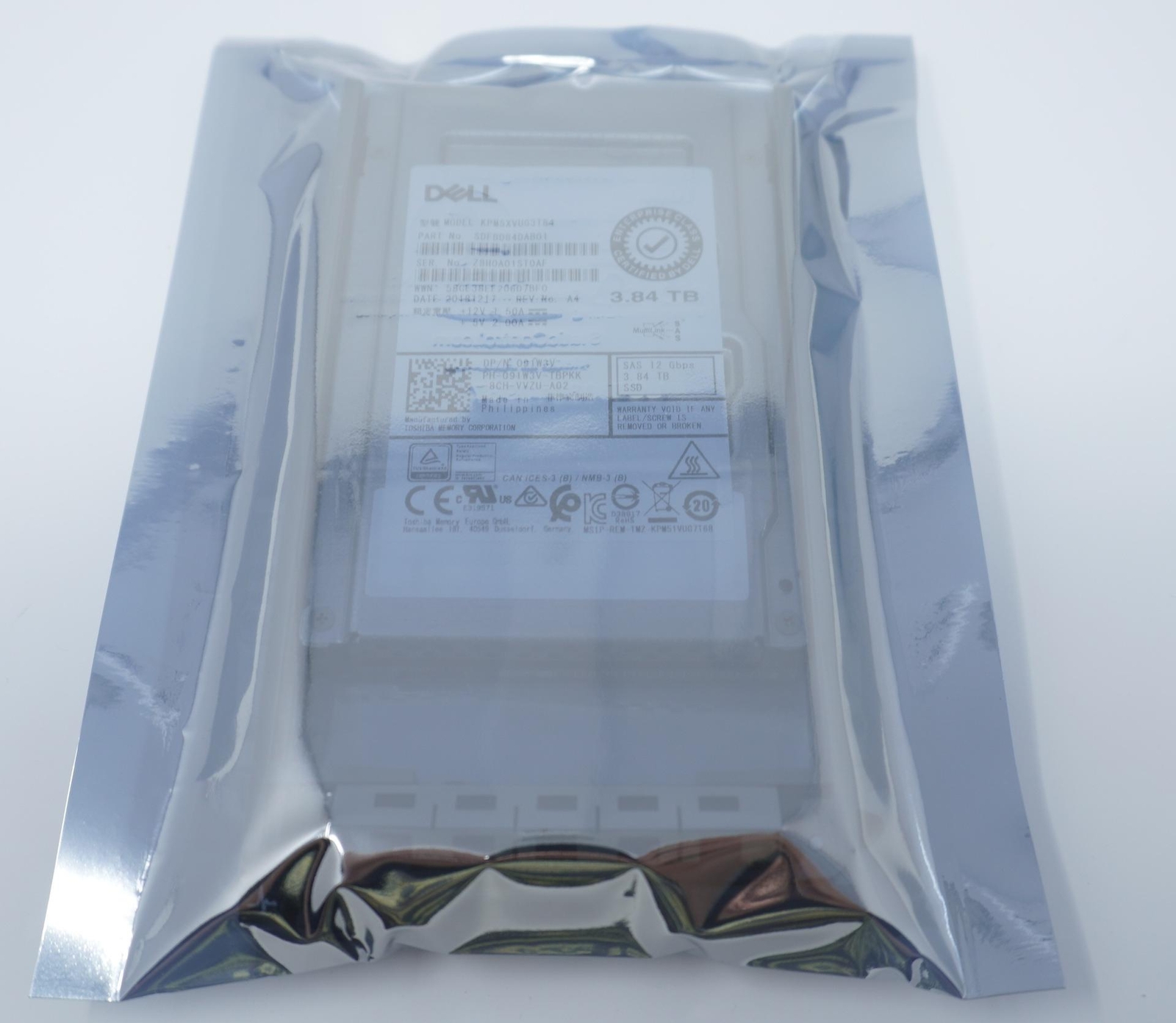 91W3V 091W3V Dell 3.84TB SAS 2.5" 12G MU SSD KPM5XVUG3T84 For R210 R310 R410
