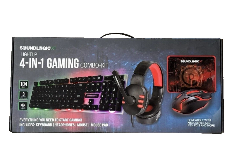 New XT Light-UP Four-in-One Gaming Combo Kit with Gaming Keyboard, Gaming Mouse