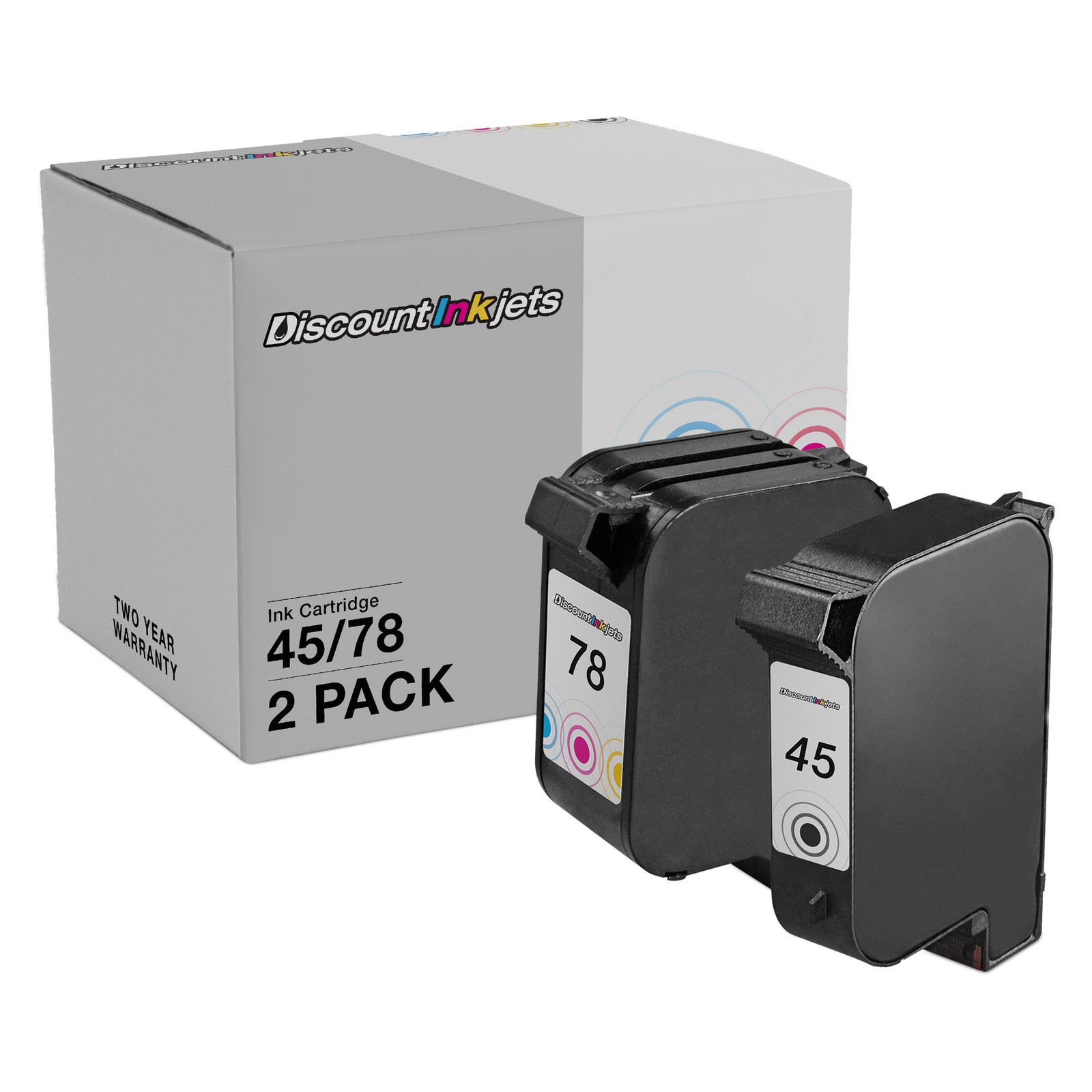 2PK Reman C6578AN 51645A for HP 78 45 BLACK COLOR Ink Cartridge OfficeJet 5110xi