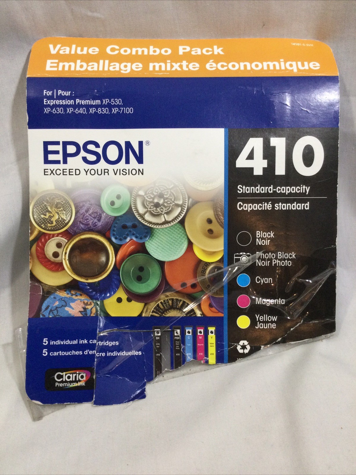 New Epson 410 Black, Photo Black, Yellow, and Magenta Ink Cartridge-Missing Cyan