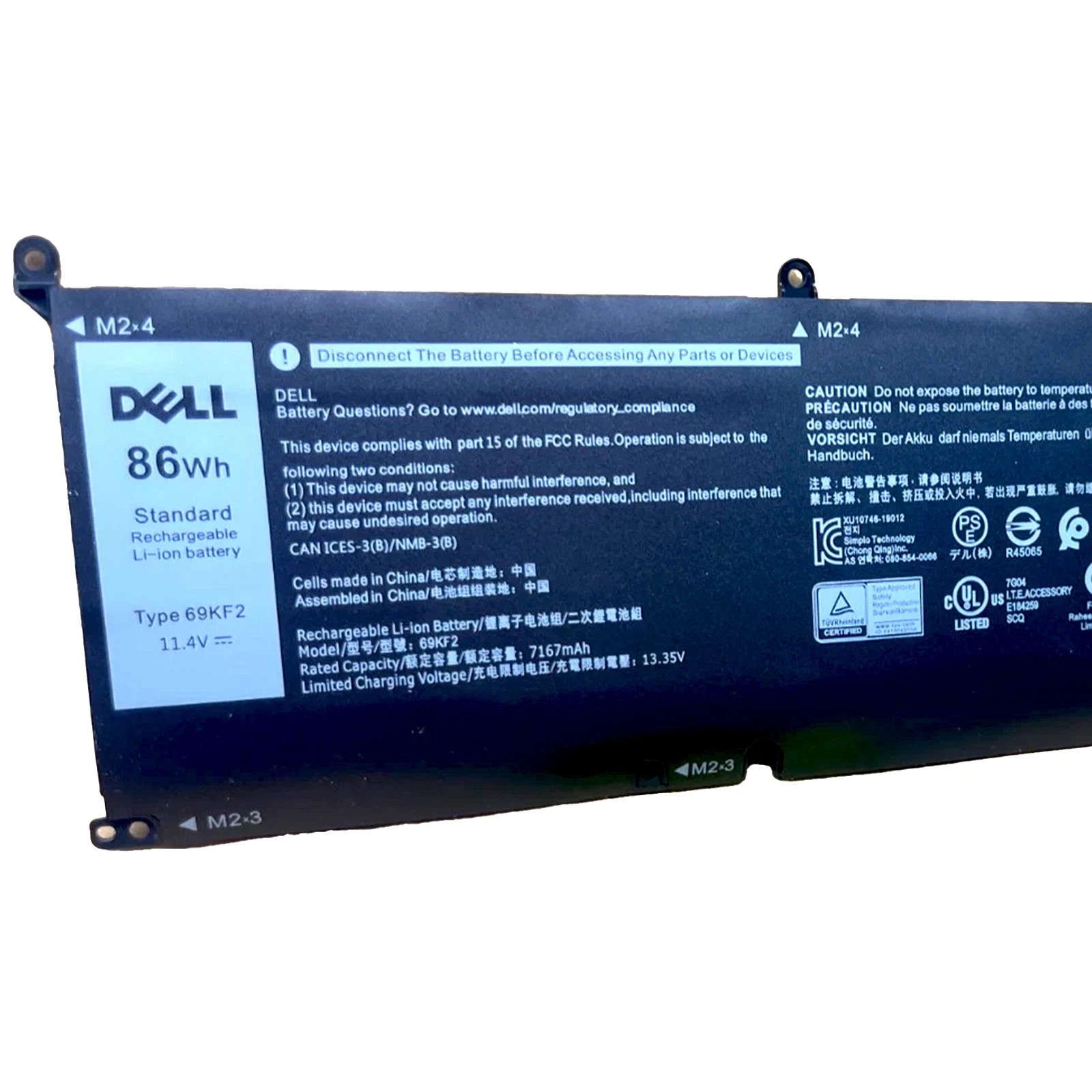 Genuine 86Wh 69KF2 Battery For Dell XPS 15 9500 Precision 5550 M59JH M15 M17 OEM