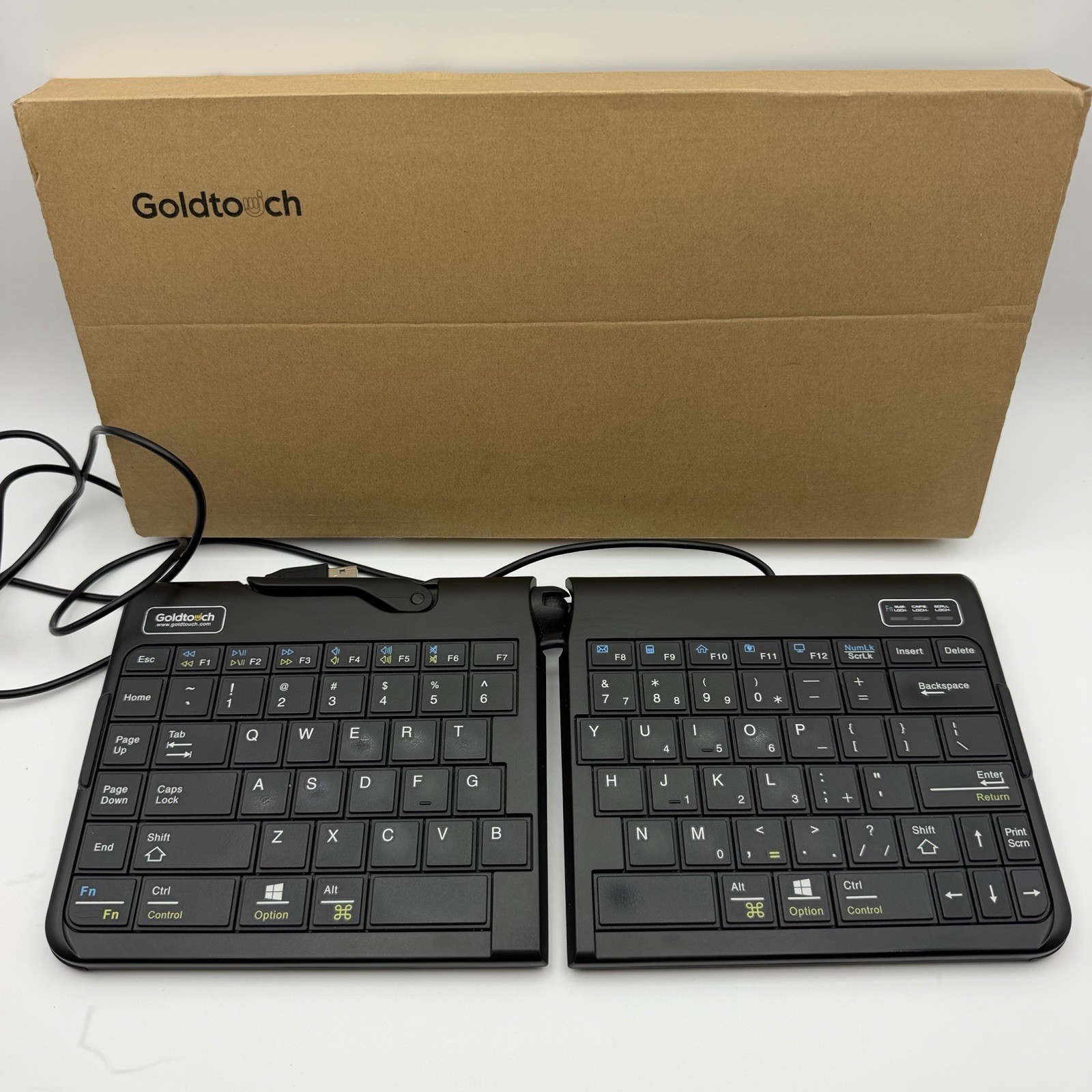 Goldtouch Go2 Folding USB Ergonomic Keyboard Black SK-2721 Tested Working