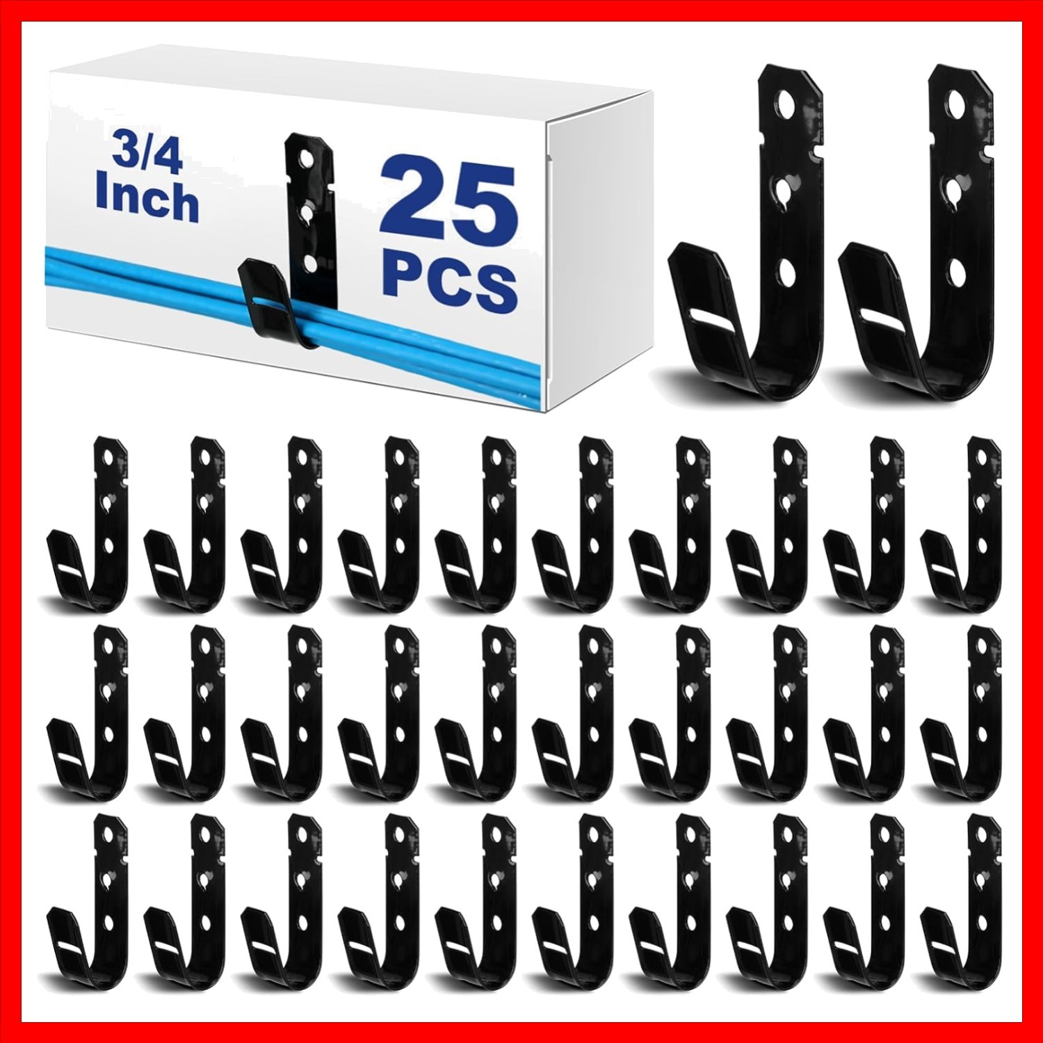 25 Pcs J Hooks for Cable Management Hanging Cable Support J Hooks 3/4 Inch