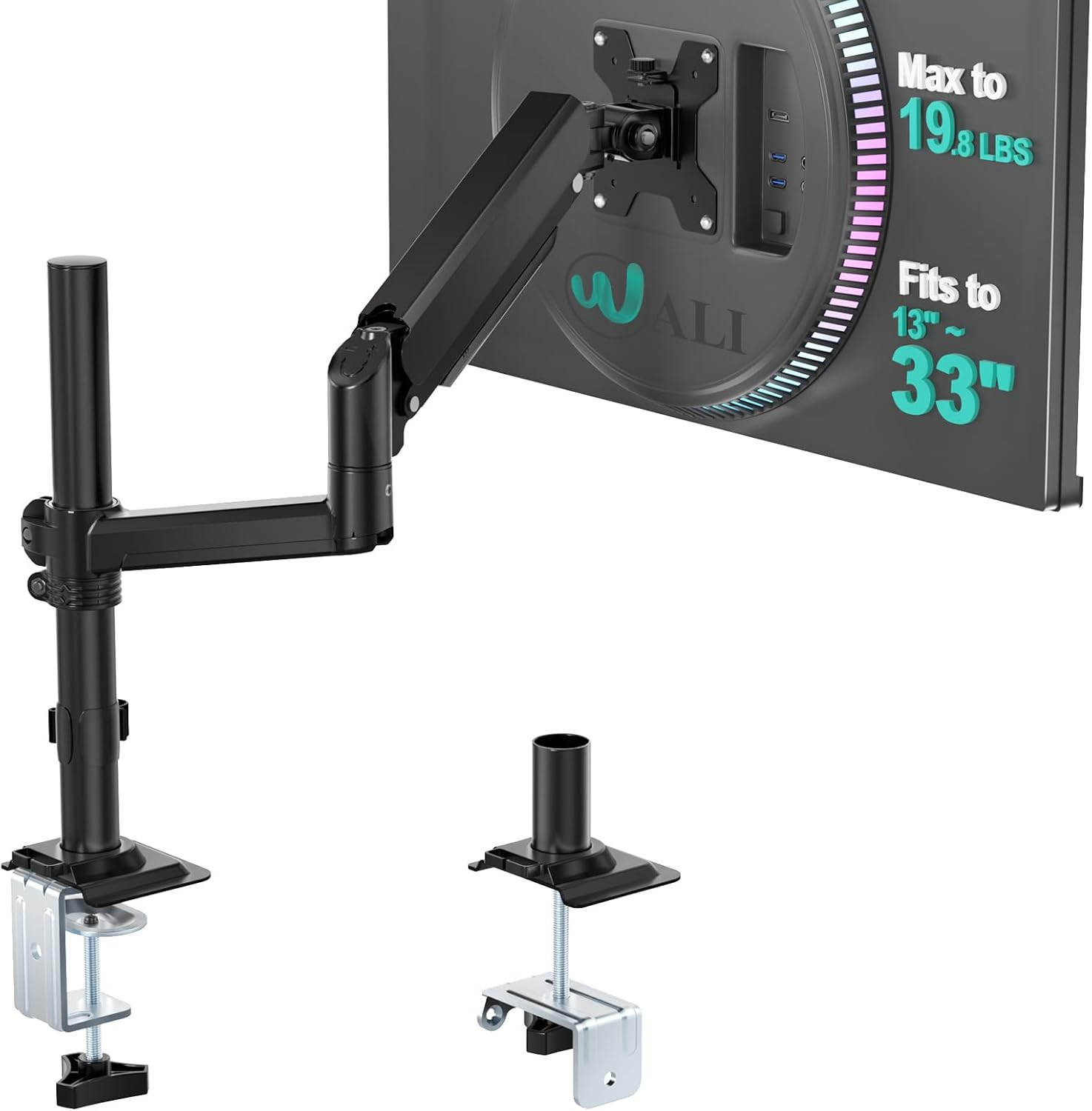 Tall Single Monitor Arm for 13-33 Inch Screens, up to 19.8 Lbs