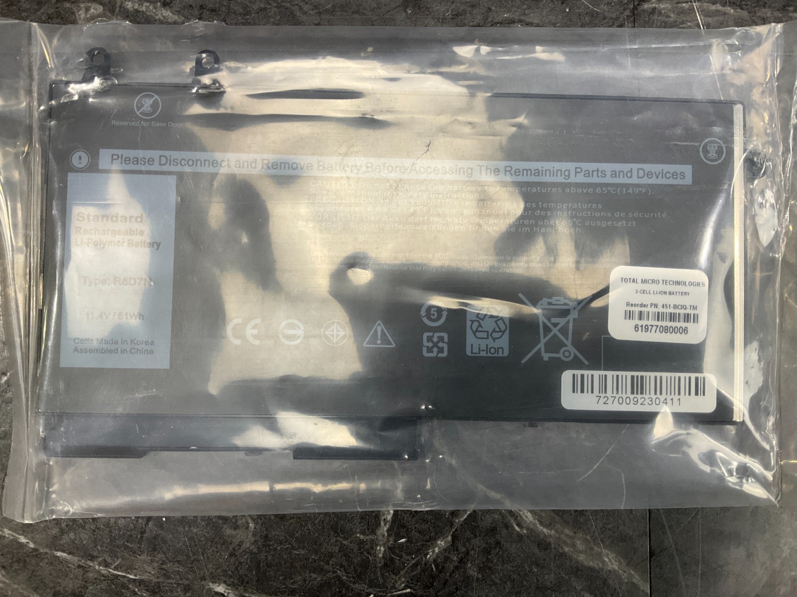 Total Micro 3-Cell Battery 451-BCIQ-TM ✅ ❤️️ ✅ ❤️ NEW SEALED ✅ ❤️️ ✅ ❤️