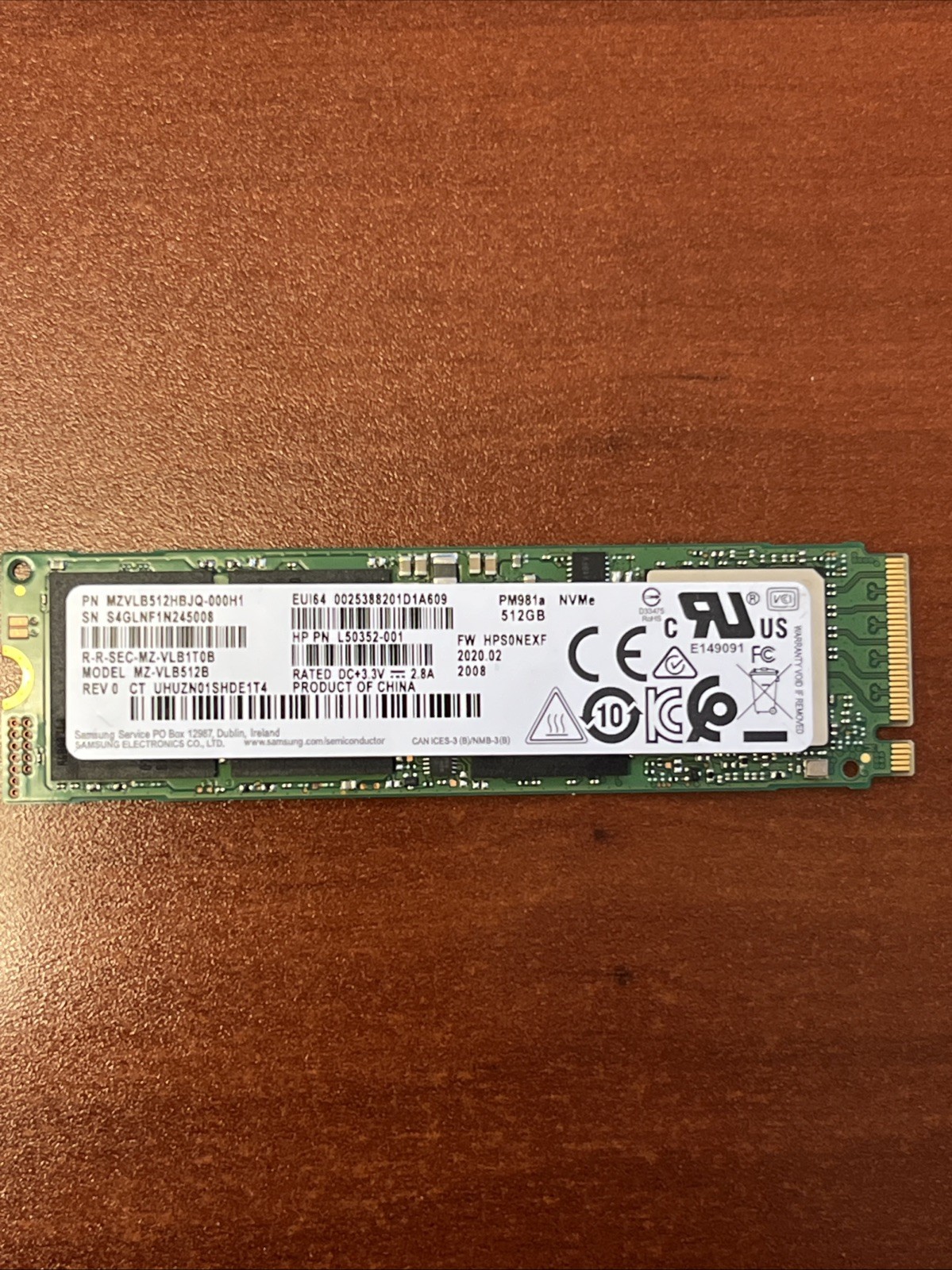 Samsung PM981a MZ-VLB512HBJQ-000H1