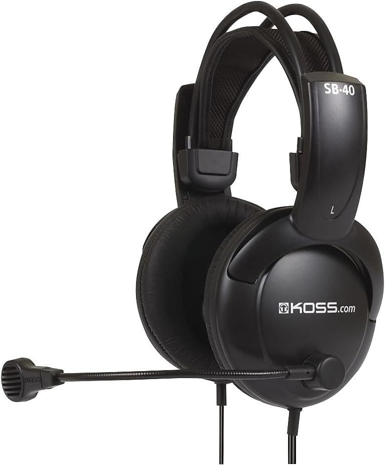 Koss SB40 Communication Computer Headsets Black Gold Wired Built in Microphone