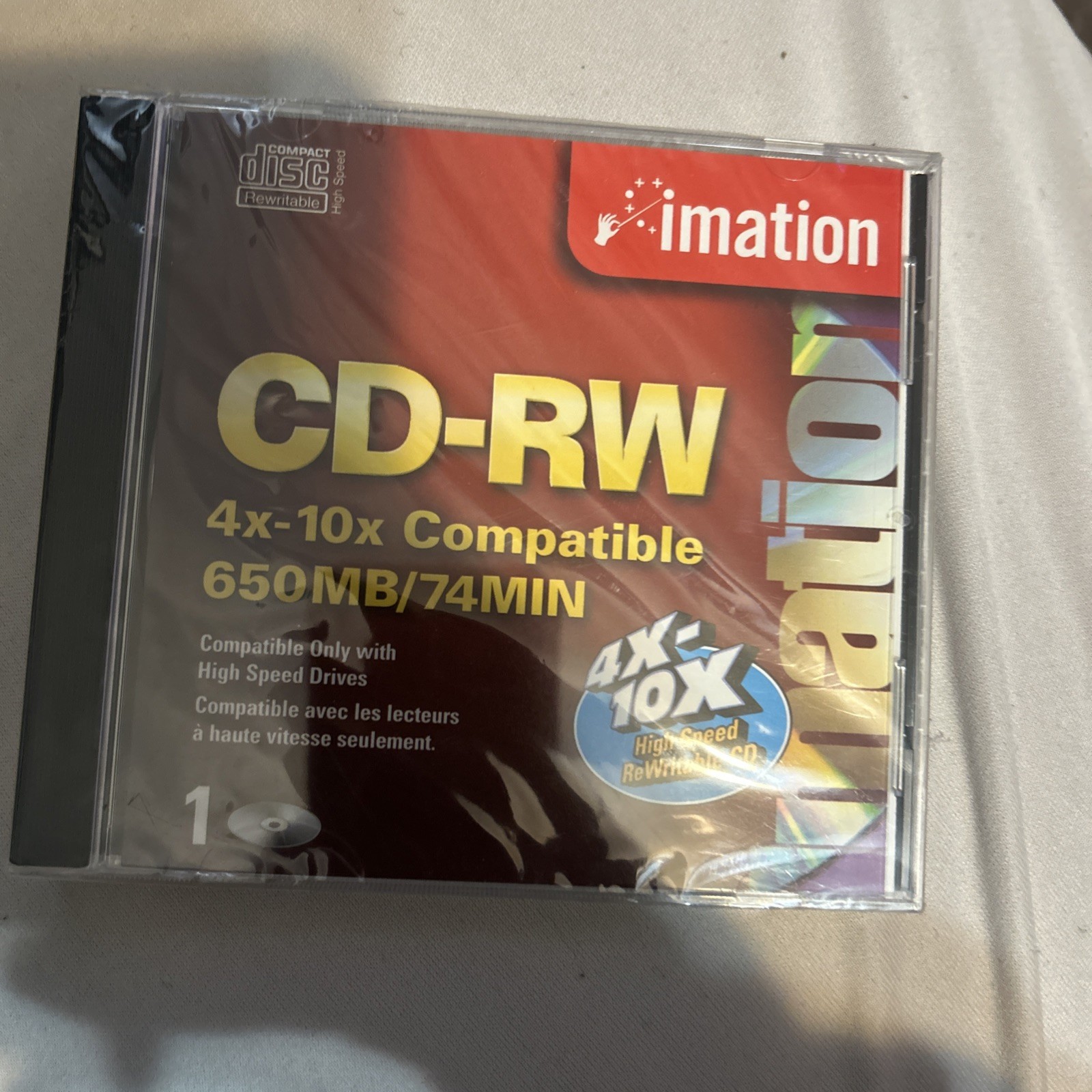 Imation 650MB 74 Min CD-RW Disc 4x-10x High Speed Sealed, Brand New
