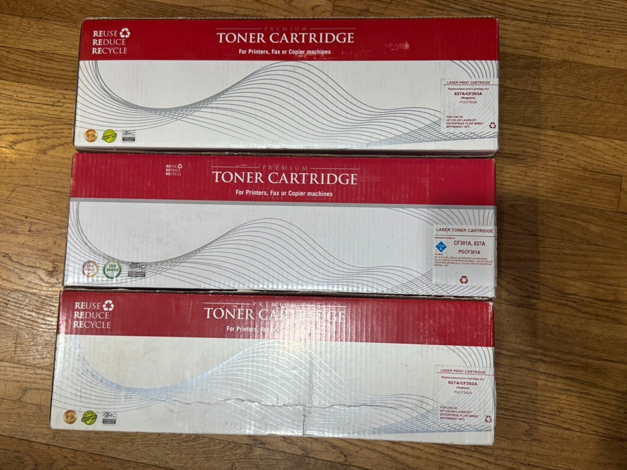 Lot of 3 Premium Toner Cartridges for HP 827A CF301A CF302A CF303A M880 CMY
