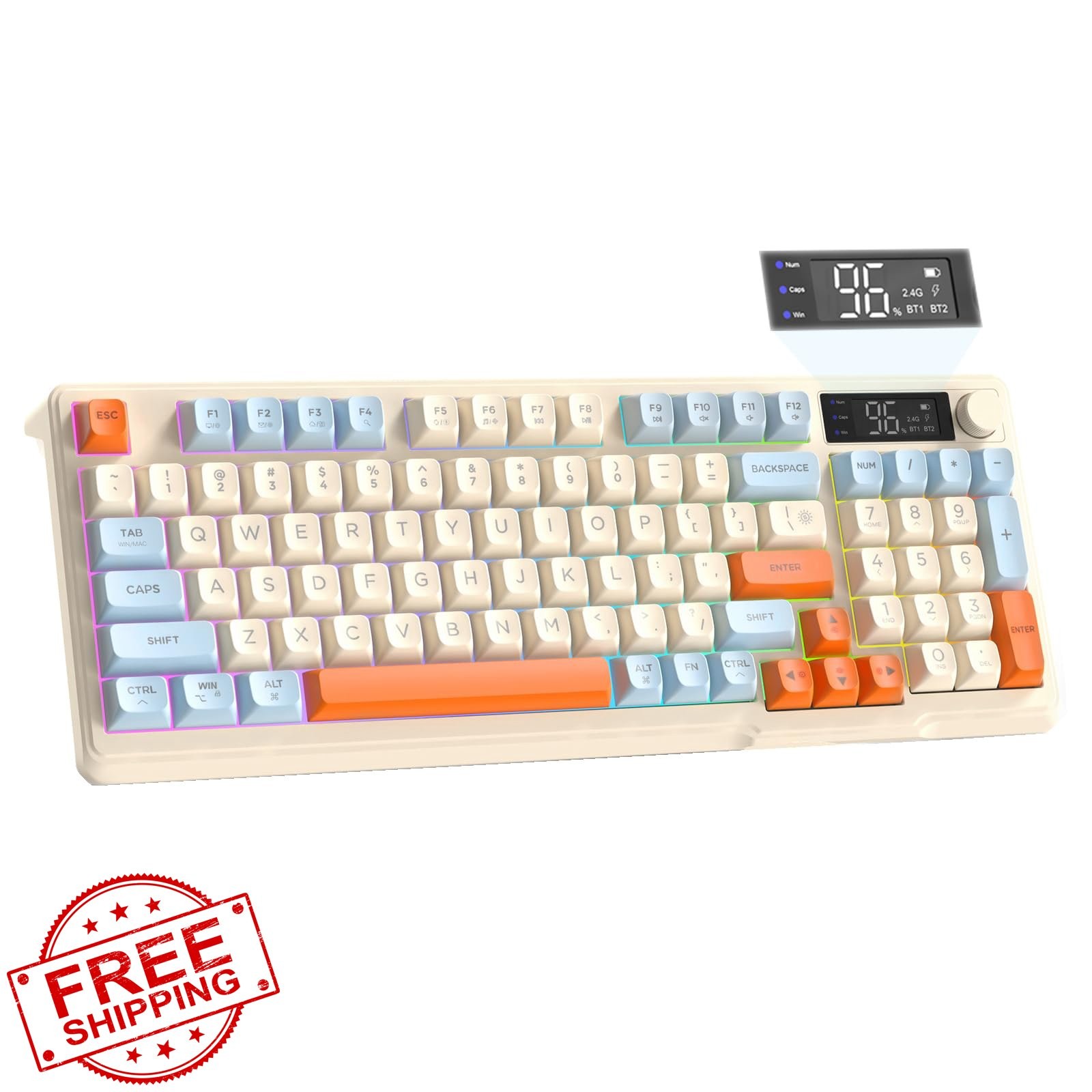 ZIYOU LANG M96 Silent Keyboard Bluetooth 2.4Ghz Rainbow Backlit