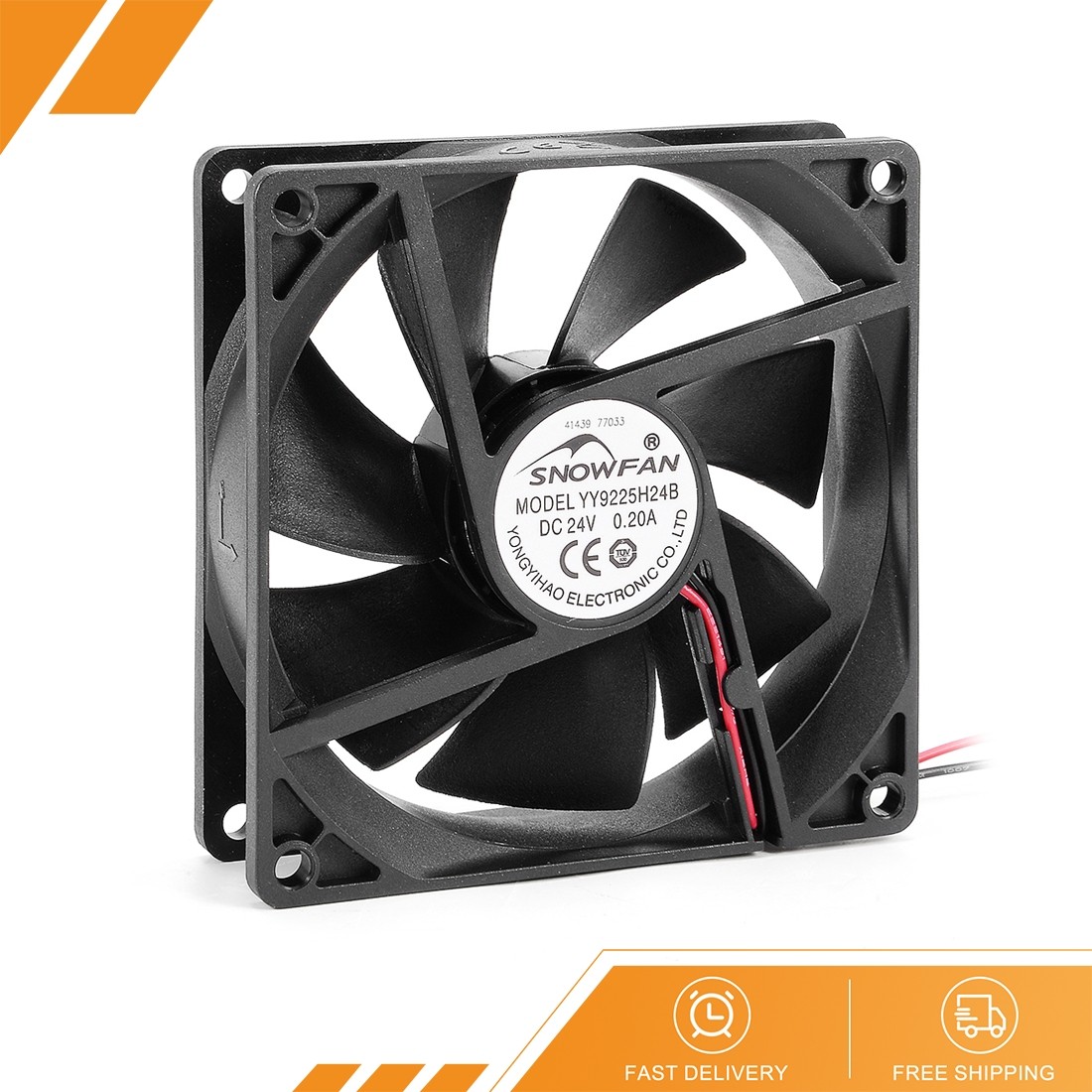 92x92x25mm 9225 24V DC Cooling Fan Long Life Dual Ball Bearing