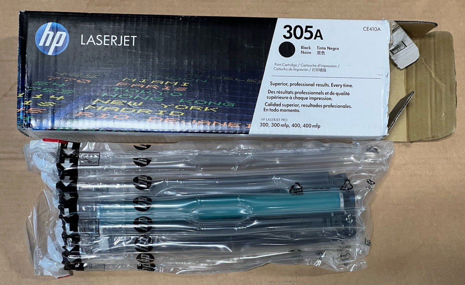 HP CE410A 305A Black High Yield Toner Print Cartridge, OEM-Open/Worn Box