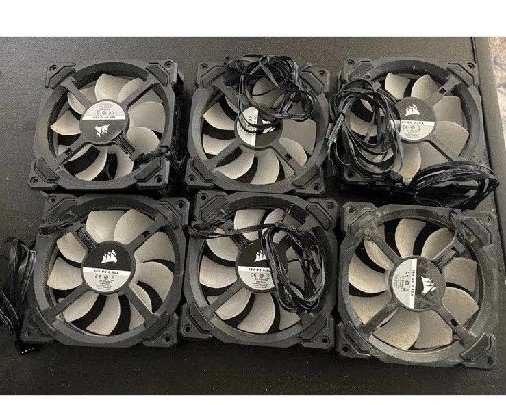 CORSAIR 12V DC 0.30A  Fan, Black - 31- 004802 Black REF0022  –6 Pack