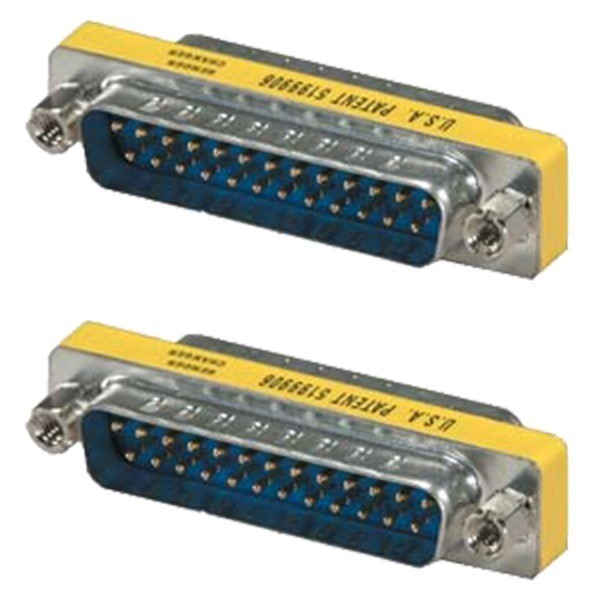 2 Pcs DB25 D-SUB 25 Pin Serial Male to Male Gender Changer Coupler Adapter Gold