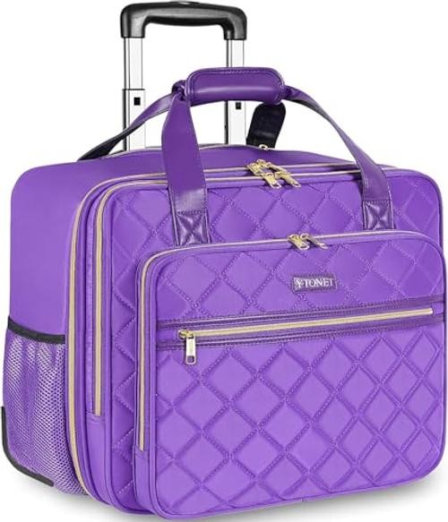 Rolling Briefcase for Women, Extra Large Rolling Laptop Bag X-Large Purple