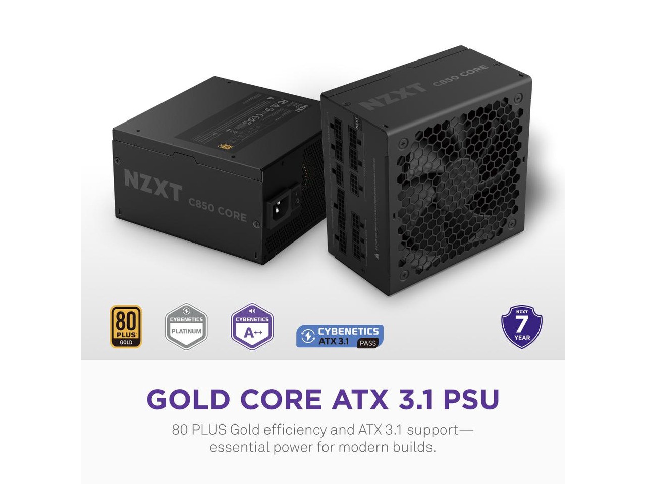 NZXT C850 Gold Core 80Plus Gold Fully-modular ATX 3.1 Power Supply, US Power