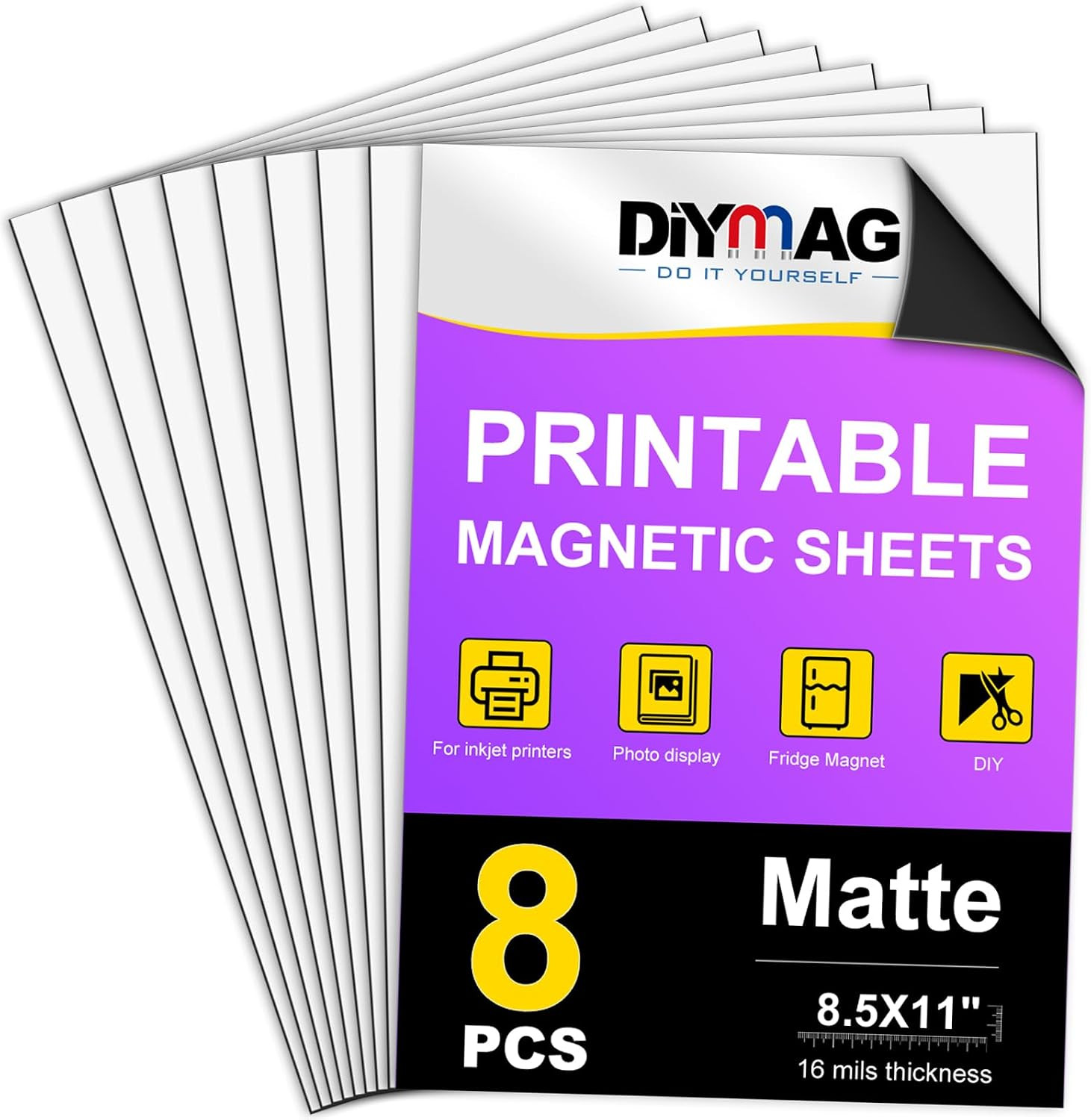 Printable Magnetic Sheets, Matte 8Pcs 8.5"X11" for Inkjet Printers