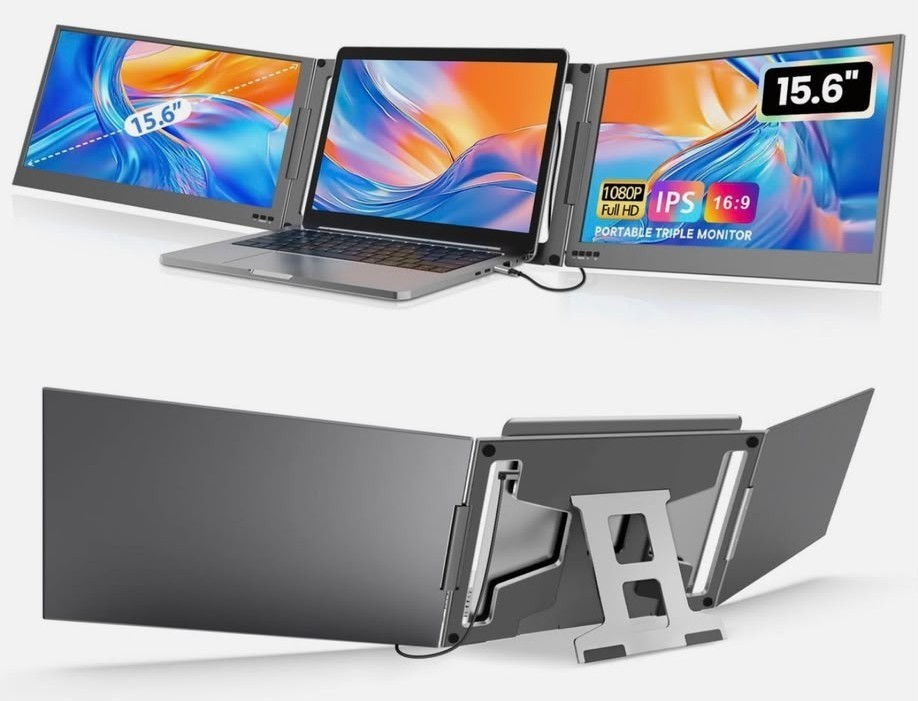 KPKUE 15.6" Laptop Screen Extender – 1080P FHD IPS Dual Portable Monitor + Carry