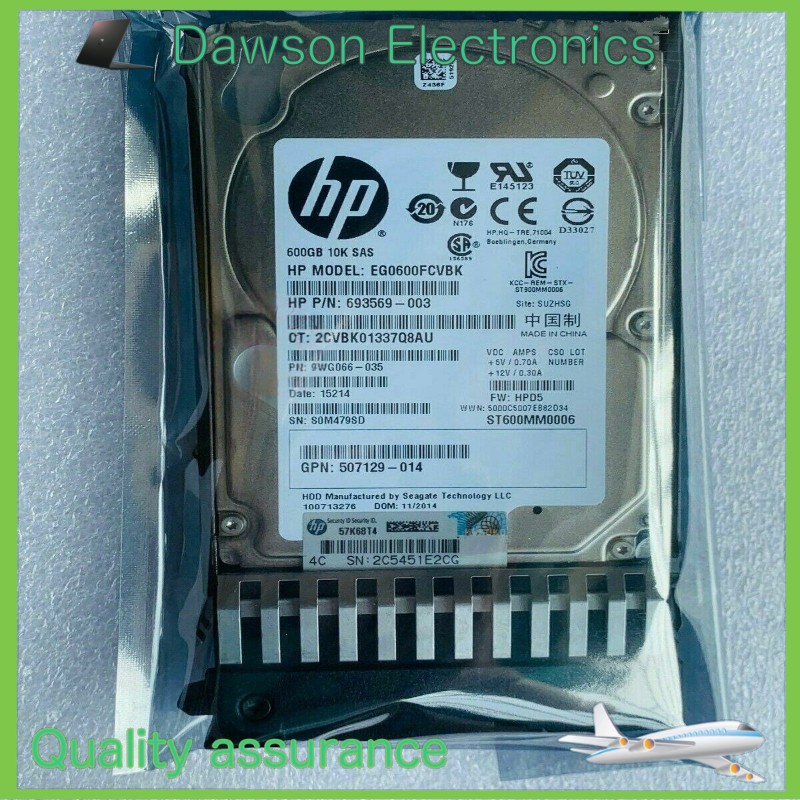 HP 581286-B21  581311-001 600GB 10K 2.5" 6G SAS HDD DP