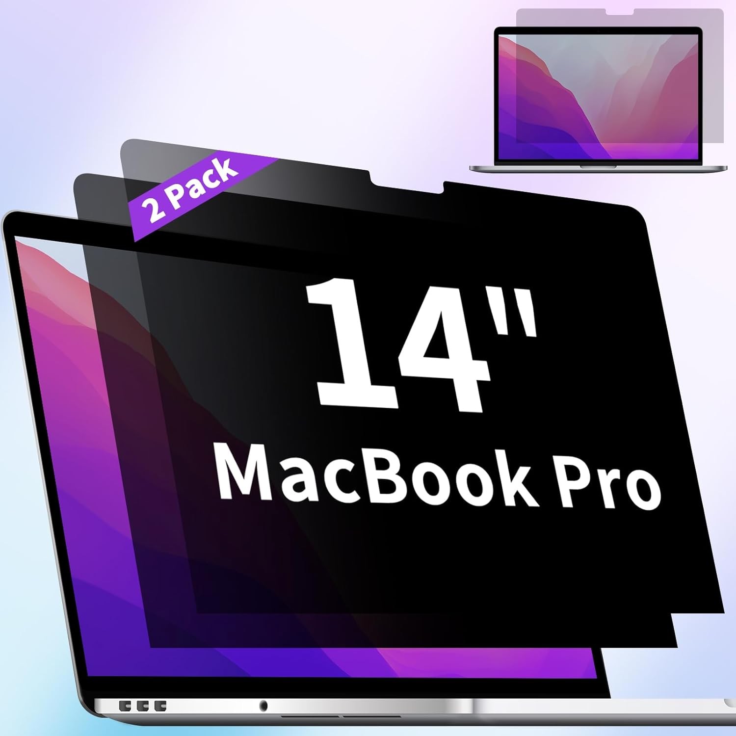 2 Pack Privacy Screen MacBook Pro 14 Inch(2021-2024,M1/M2/M3/M4), Black 