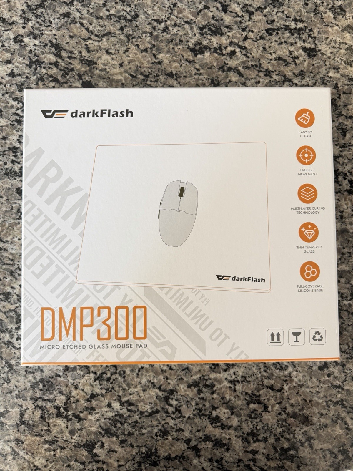 Premium Micro Etched Glass Mouse Pad with Non-Slip Full-Coverage 300x260x4mm
