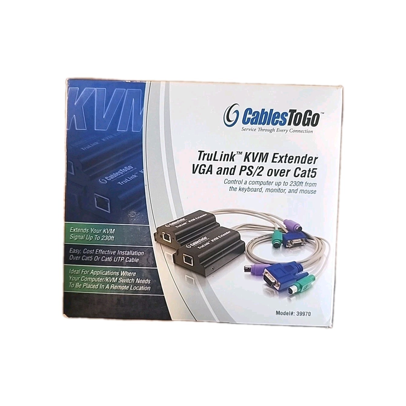 Cabels To Go Trulink Kvm Extender Vga & Ps/2 Over Cat5 Control Computer 230ft