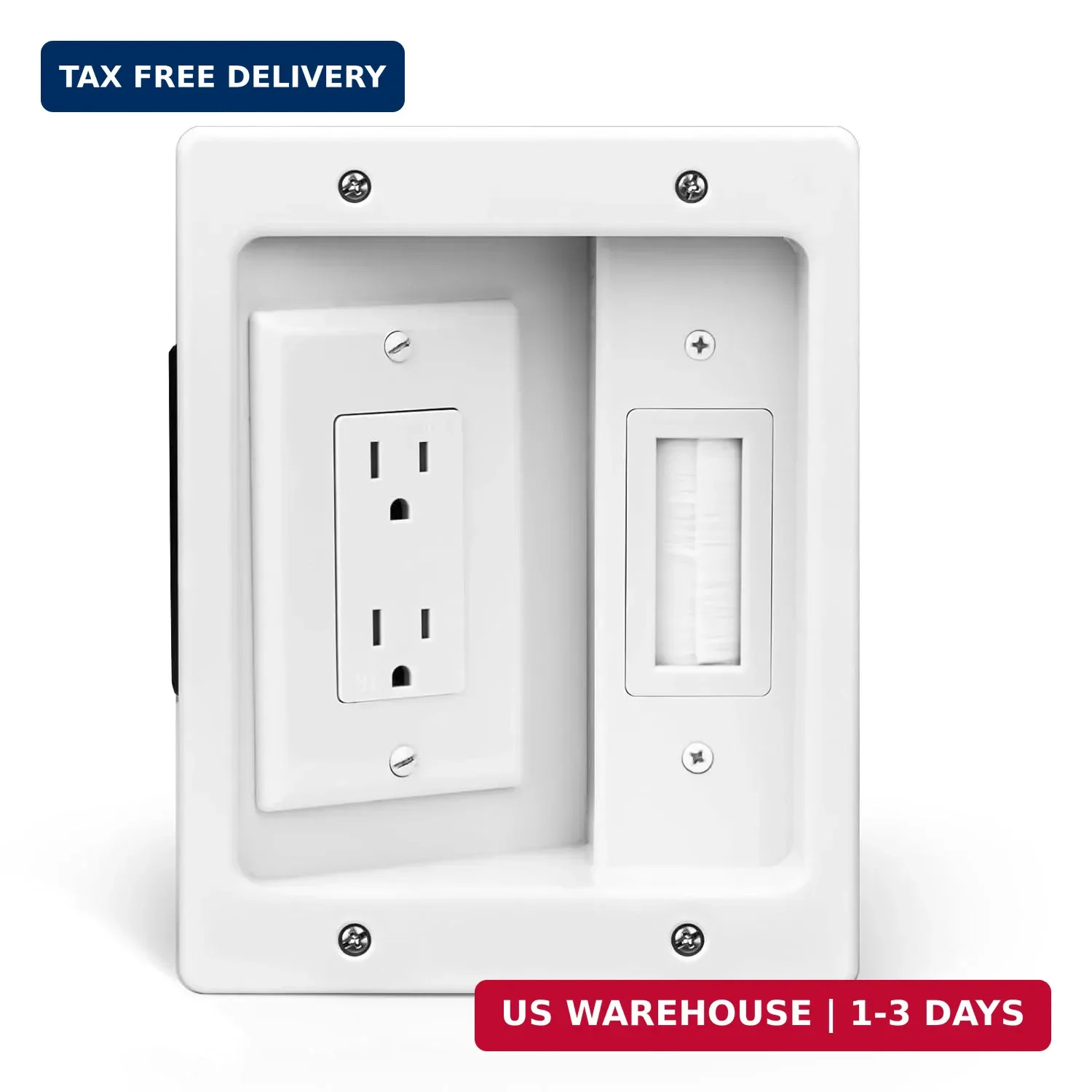 Wall Cable Concealer Management Box Recessed Outlet Wall Mount Behind TV