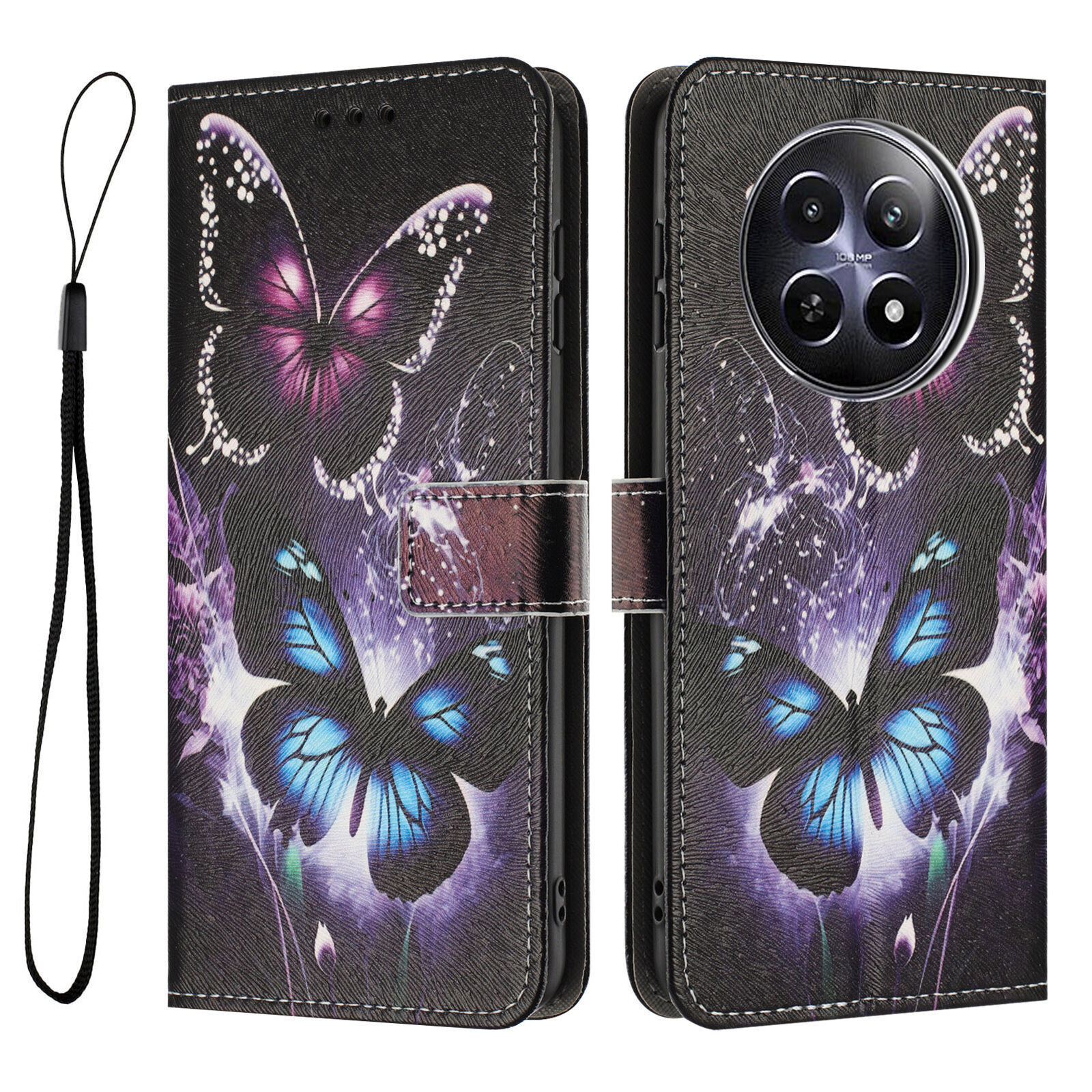 Flower Butterfly Wallet Cover Case For Motorola Xiaomi 15 17 14T POCO C85 M8 F8