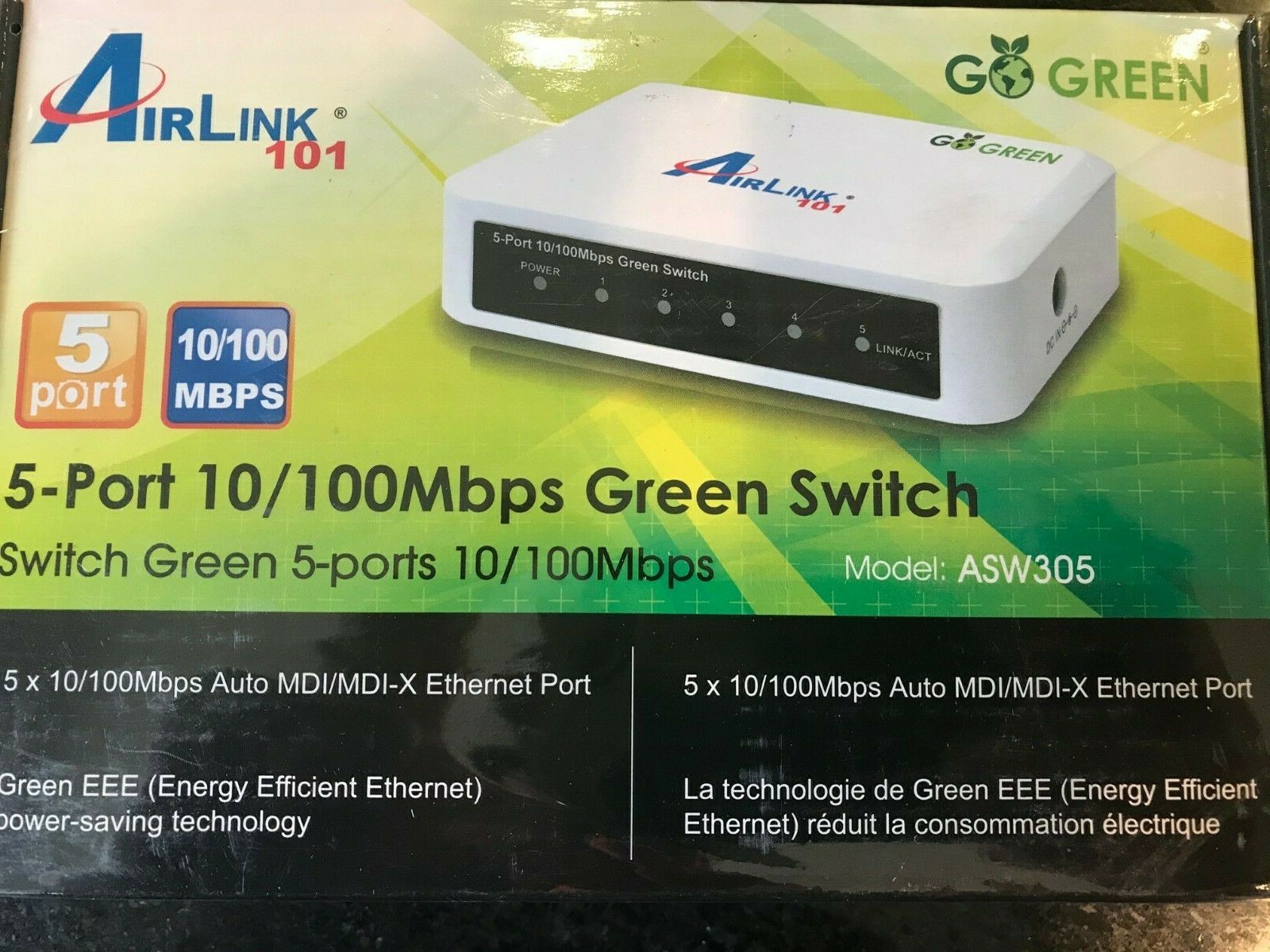 AirLink 101 5-Port Gigabit 10/100/Mbps Green Ethernet Network Switch ASW305