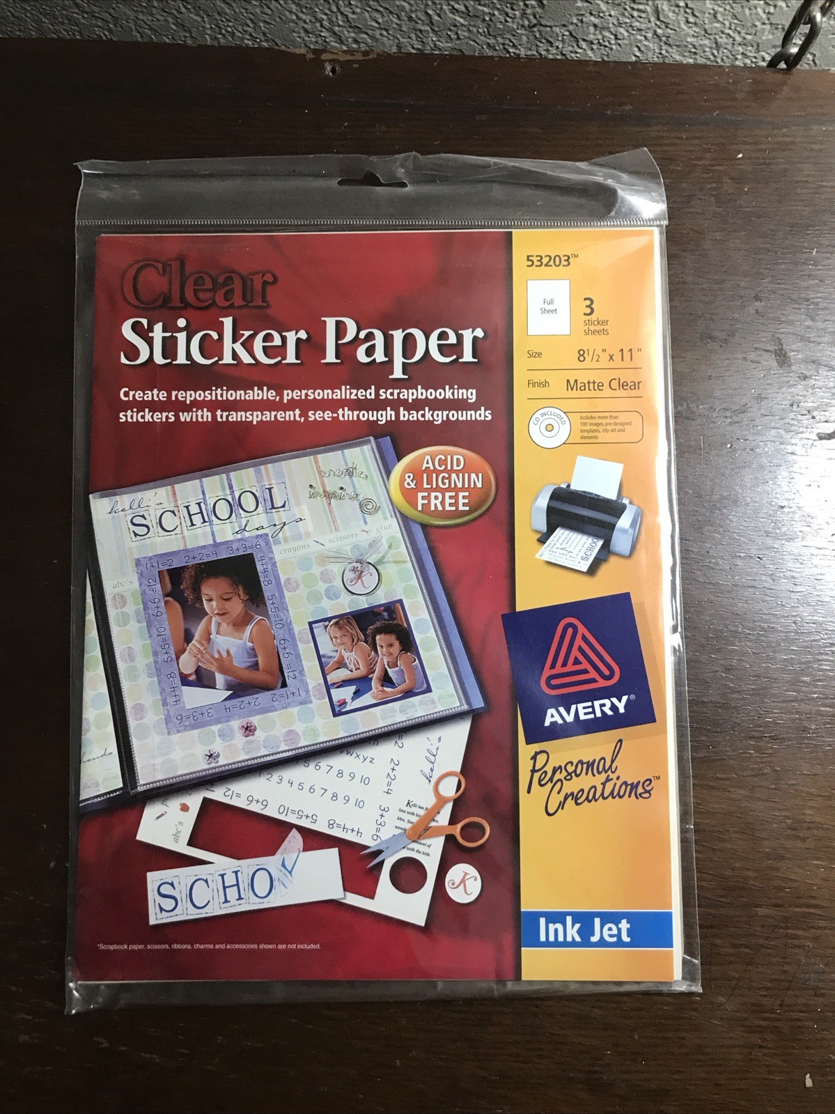 Repositionable Sticker Project Paper 8-1/2" x 11" Inkjet Printer 3 Clear NEW