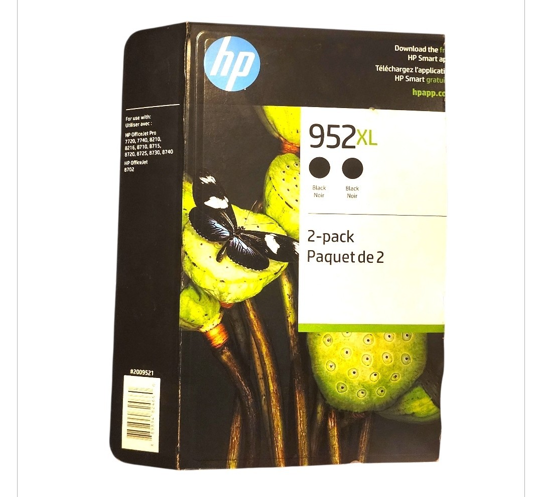 New HP 952XL N9K29BN Black Ink Cartridge 2 Pack Warranty EXP 2024 High Yield OEM