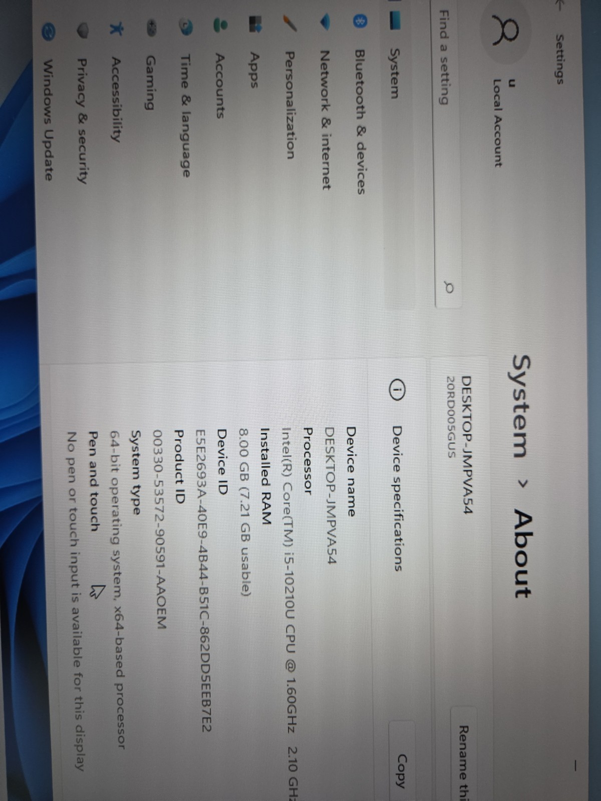 Lenovo ThinkPad E15 i5-10210U 8GB RAM 256GB SSD 
