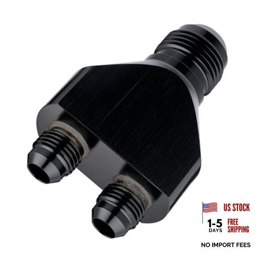 10AN Male to Parallel Exit Dual 6AN Male Y Block Fitting 10AN to 2 x 6AN