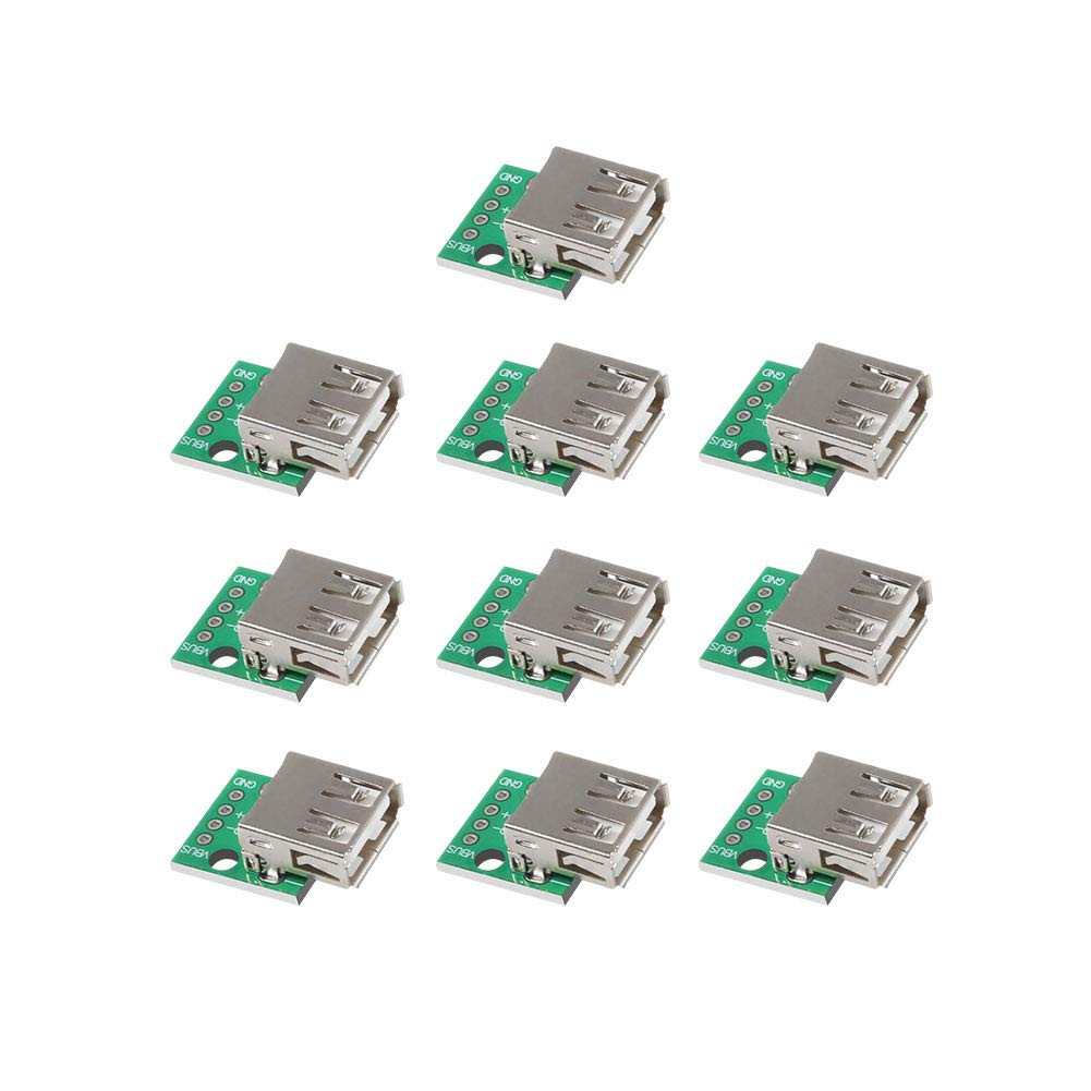 10Pcs USB 2.0 Breakout Board, USB to DIP Adapter 2.54mm Breakout Board 4 Pins Pi