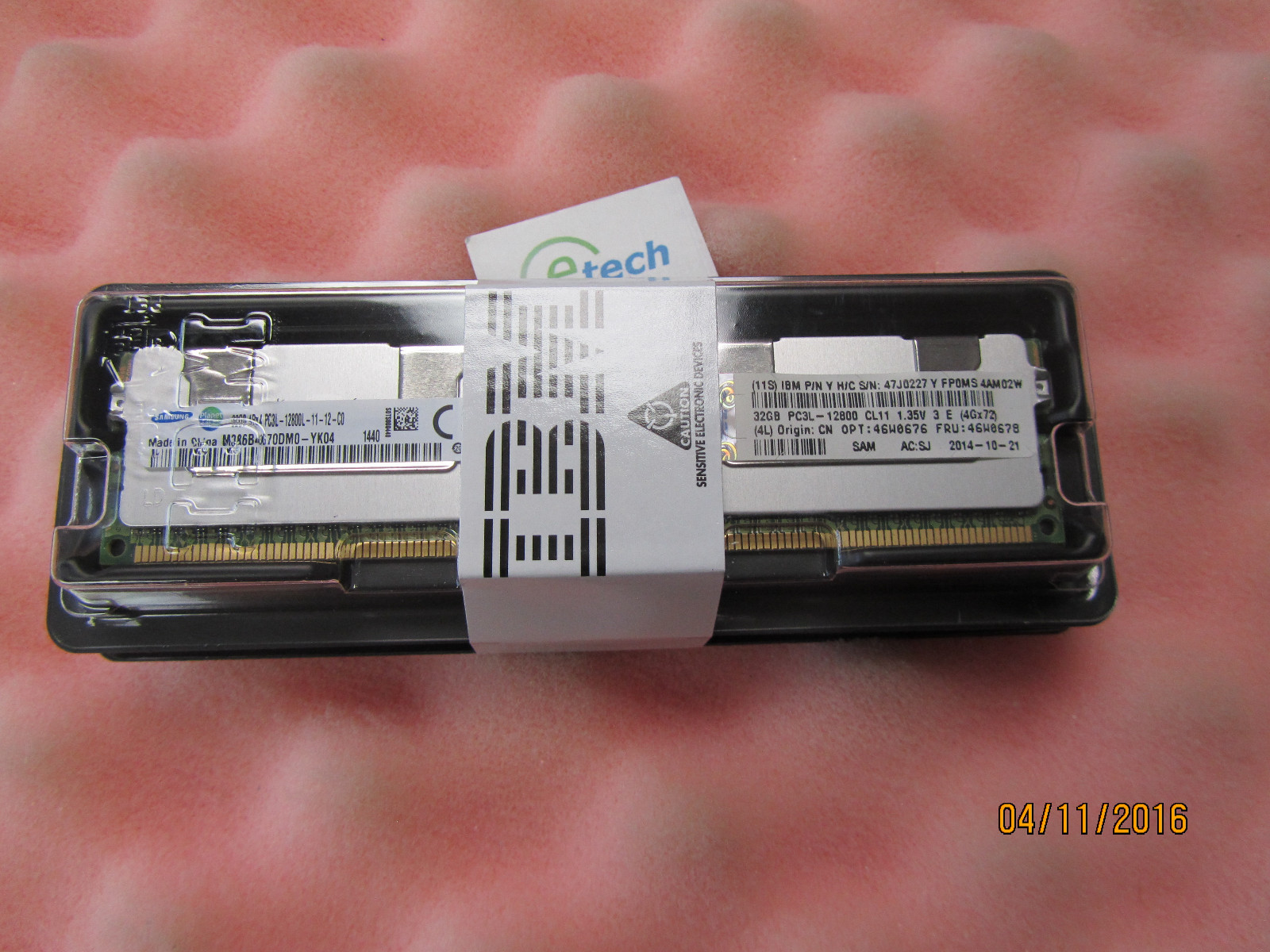 46W0676- IBM 32GB ( 4Rx4, 1.35V) PC3L-12800 CL11 ECC DDR3 1600MHz LRDIMM 46W0678