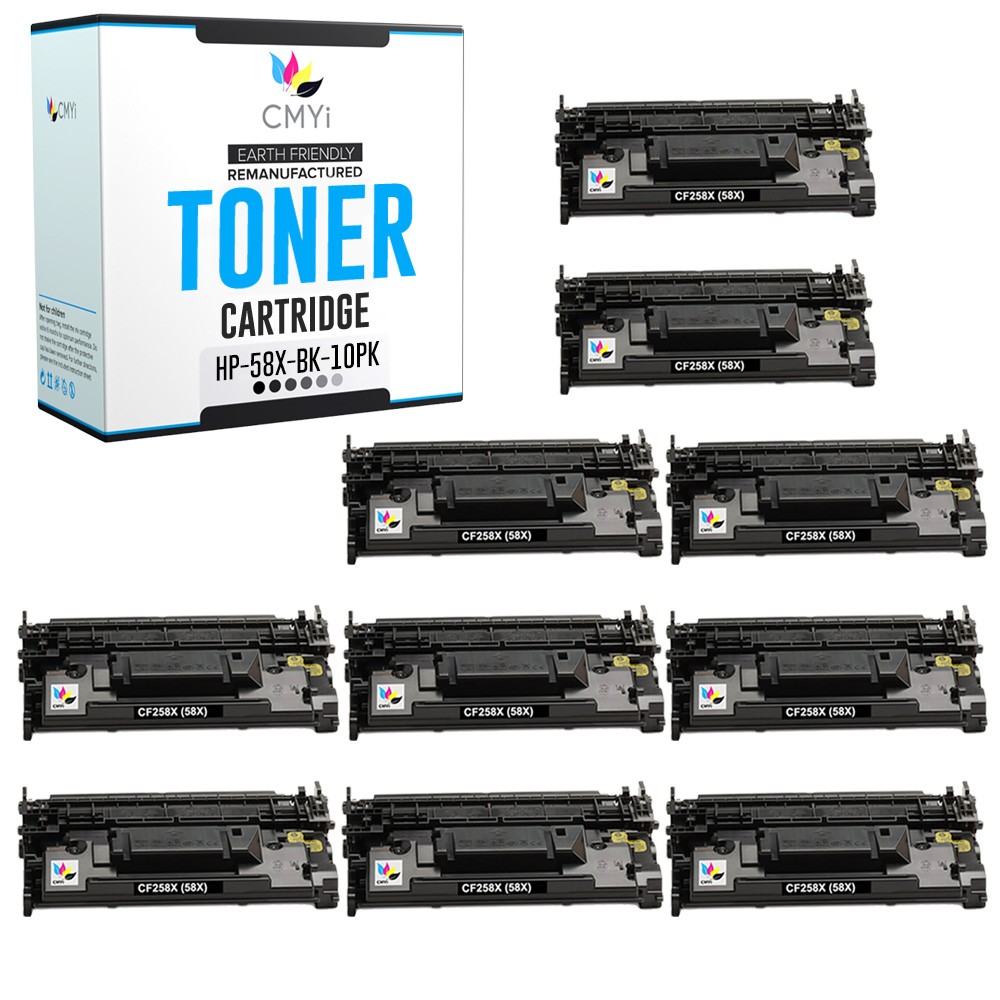 CMYi 10-Pack Replacement 58X Combo Pack Toner for HP LaserJet Enterprise M406dn