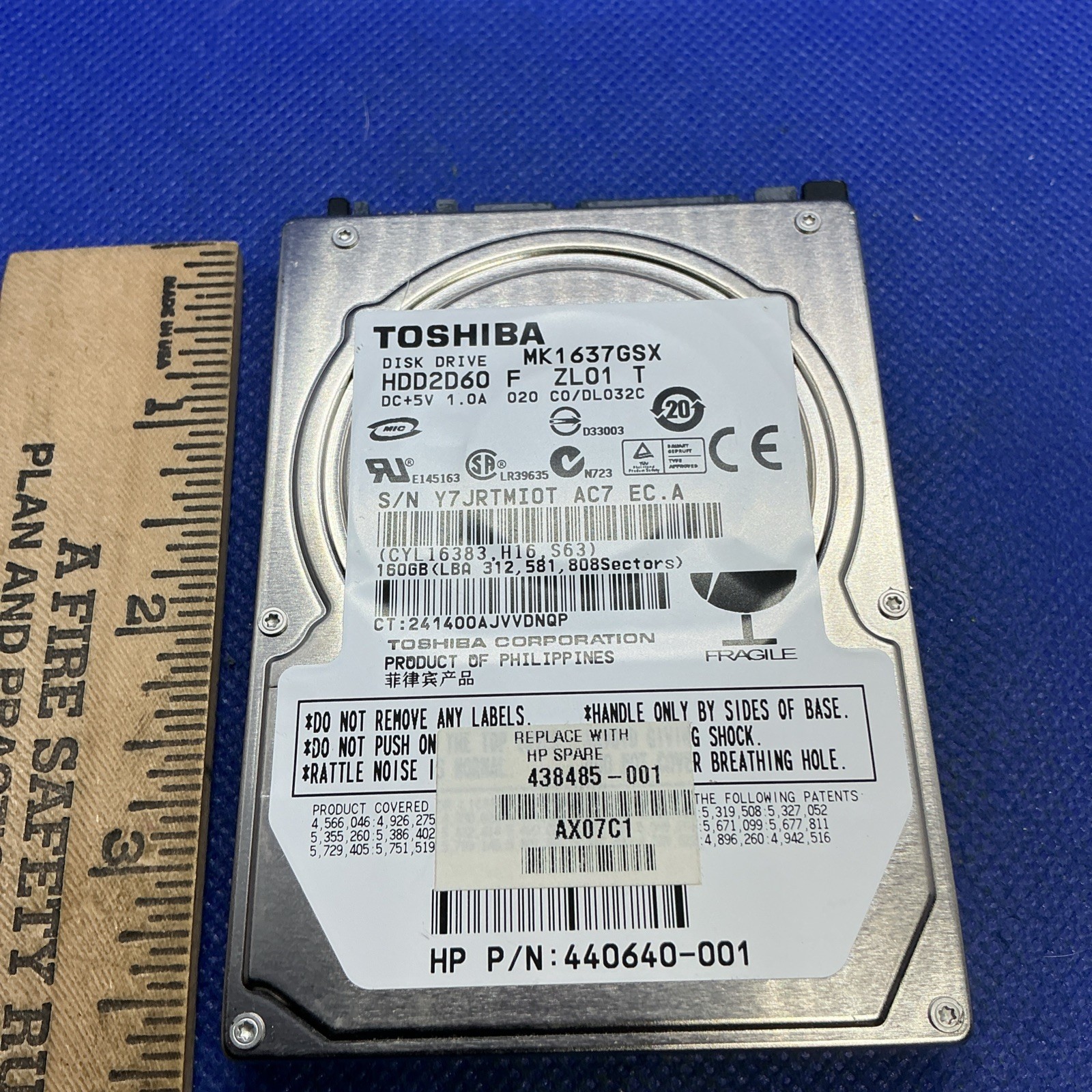 Toshiba MK1637GSX 160GB Laptop Hard Disk Drive SATA 2.5" Internal.  S45