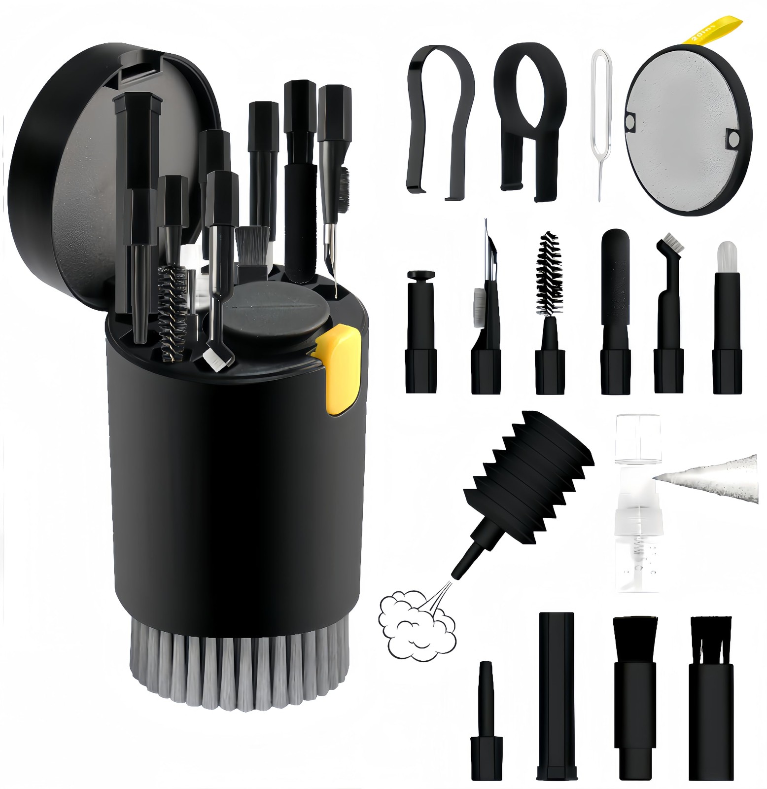 20-in-1 Laptop Phone Screen Earbud Cleaning Kit, Keyboard Cleaner Kit Black