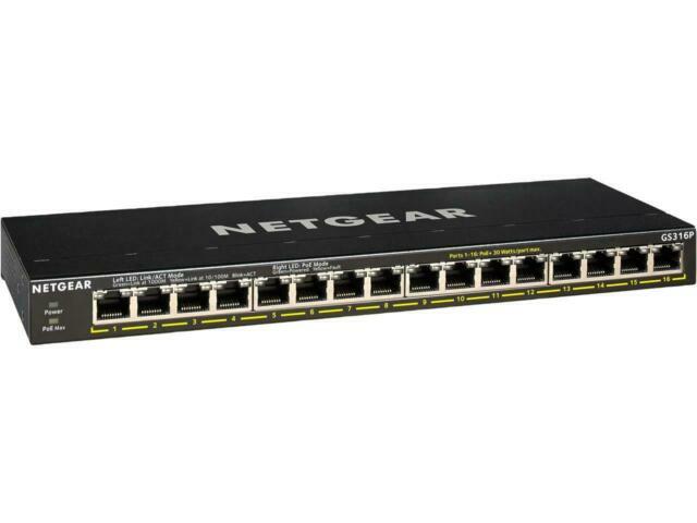 Brand New Sealed NETGEAR 16-Port PoE+ Gigabit Ethernet Switch GS316P 115W