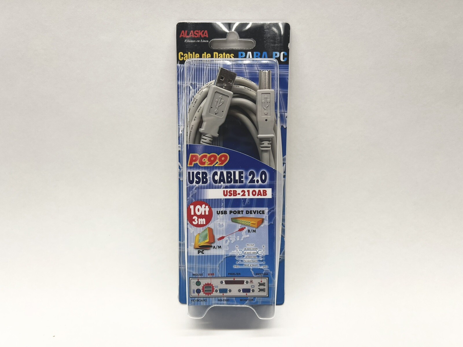 10fT 3M USB 2.0 Cable USB A to USB B Cable Grey Printer Data Cable